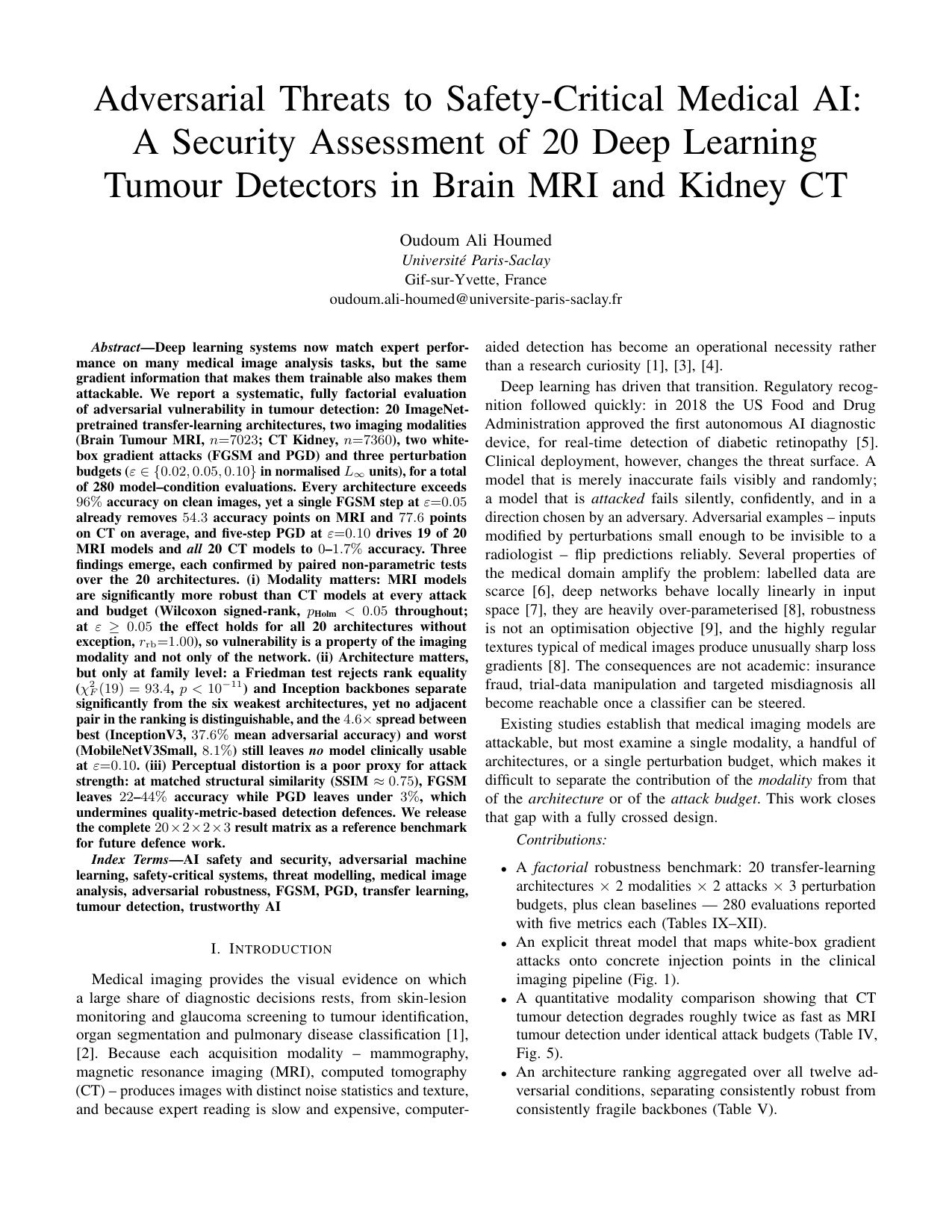Cover of Adversarial Threats to Safety-Critical Medical AI manuscript
