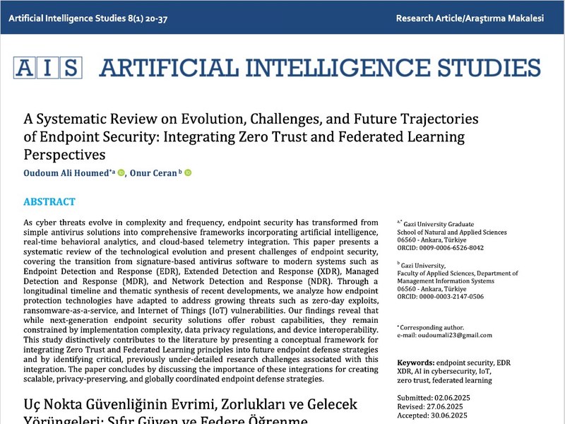 Artificial Intelligence Studies paper: Endpoint Security review